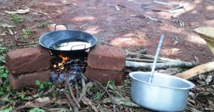 Cooking on an open fire in rural Uganda