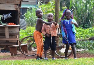 Ugandan kids playing in the village