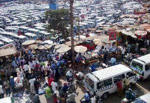 Kampala's Old Taxi Park has transport to almost all points in south central Uganda, organized chaos