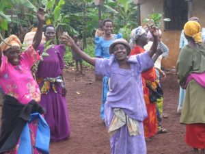 Ugandan women dancing in celebration