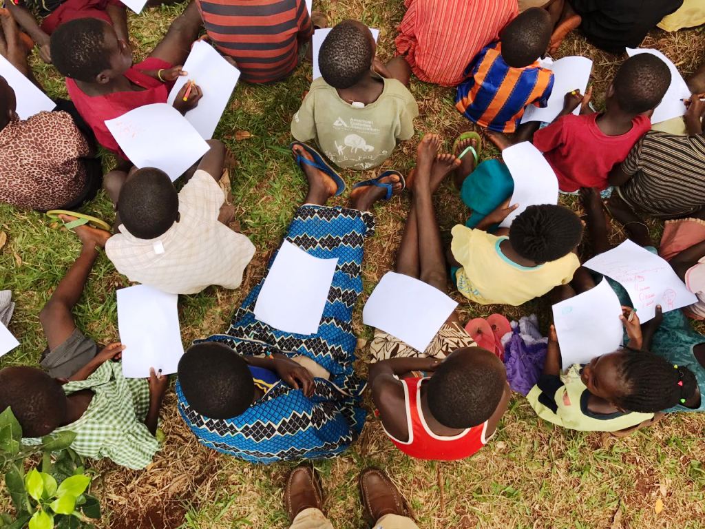 Teaching students in Uganda
