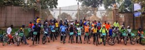 cyclists at kasumbi tombs in kampala uganda