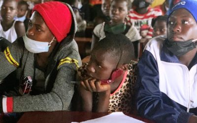 Ugandan school girls in class